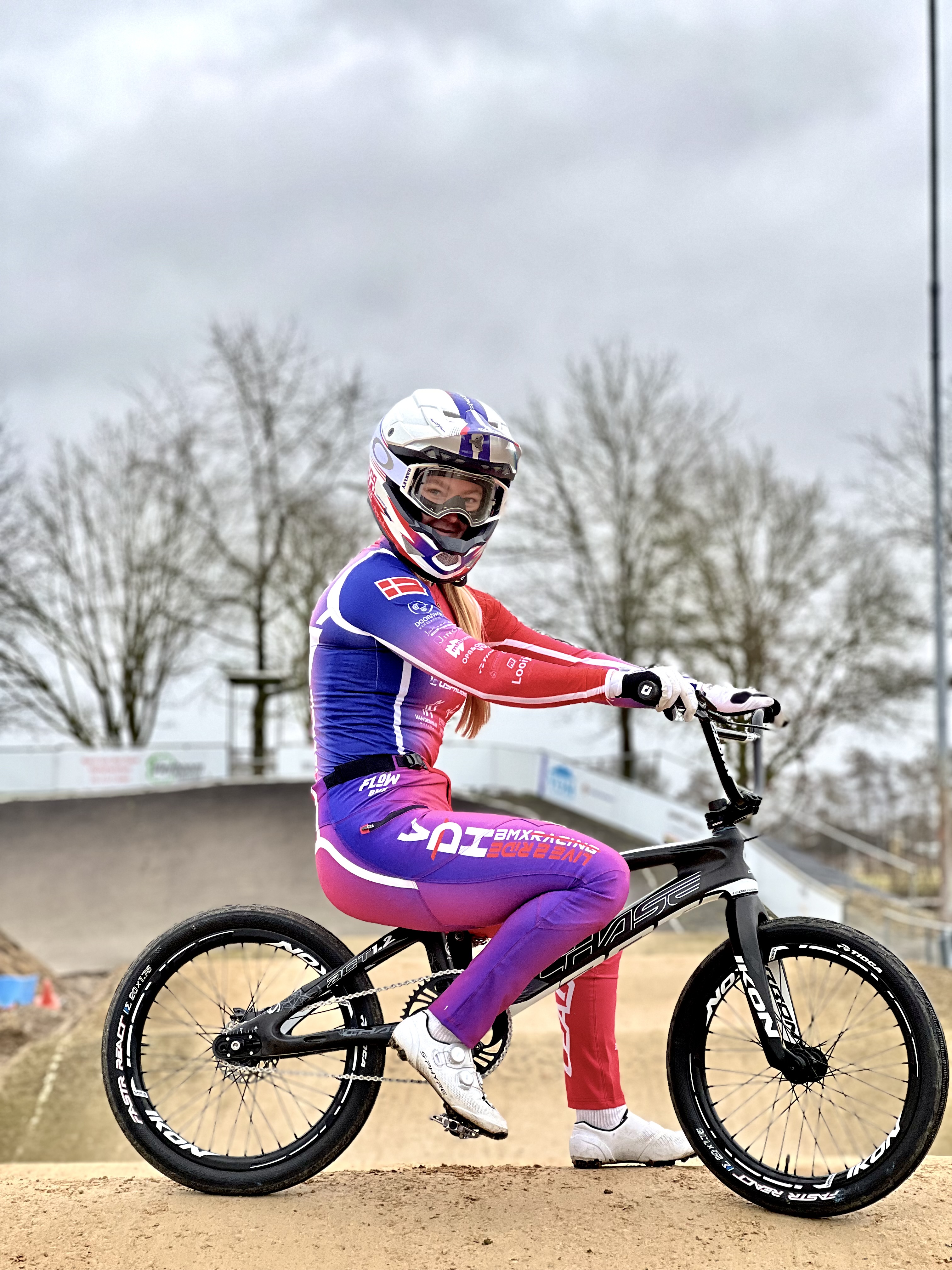 Dorte Balle on her BMX bike during winter training
